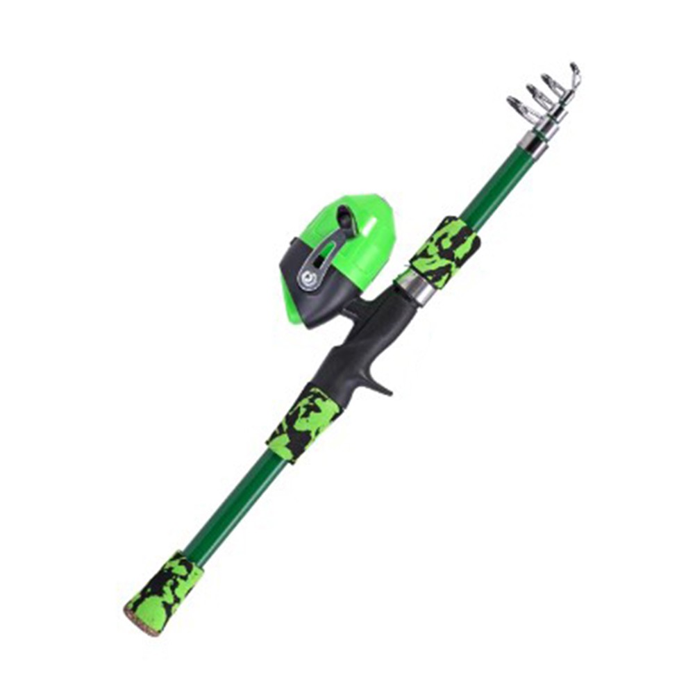 1.65M Kids Fishing Rod Set Telescoping Fishing Rod Reel Rod \u0026 Reel Combos Green (Set Of 2)